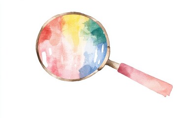 Poster - Colorful watercolor magnifying glass illustration, perfect for design projects focused on exploration, discovery, and creativity.