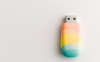 Poster - Colorful USB drive on a clean background, perfect for technology and digital storage concepts. Ideal for modern themes and creative projects.