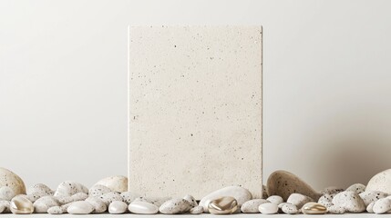 Poster - Abstract stone display with smooth pebbles and a minimalistic background, ideal for showcasing products or creative designs.