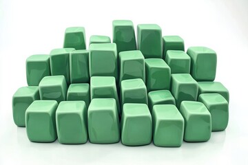 Poster - Colorful green cubes arranged artistically, perfect for modern design concepts, minimalistic decor, and creative projects. Aesthetic and versatile.