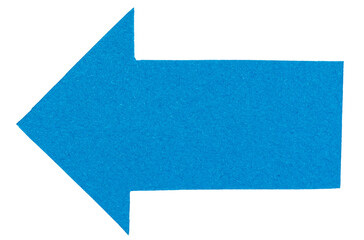 Aufkleber - Isolated cut out blue paper cardboard arrow direction sign with texture and copy space for text png transparent background
