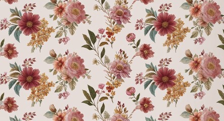 Wall Mural - Floral pattern background with soft hues for a delicate touch