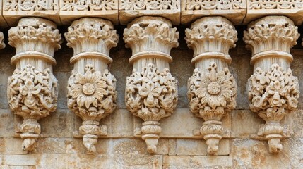 A detailed photograph of the ornate pillars of the Rani Ki Vav, showcasing the exquisite craftsmanship and intricate designs that adorn the stepwell