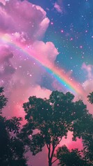 Wall Mural - aesthetic wallpaper rainbow sky vegetation.