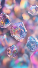 Poster - shimmering translucent crystals suspended in a colorful abstract background during a vibrant artisti