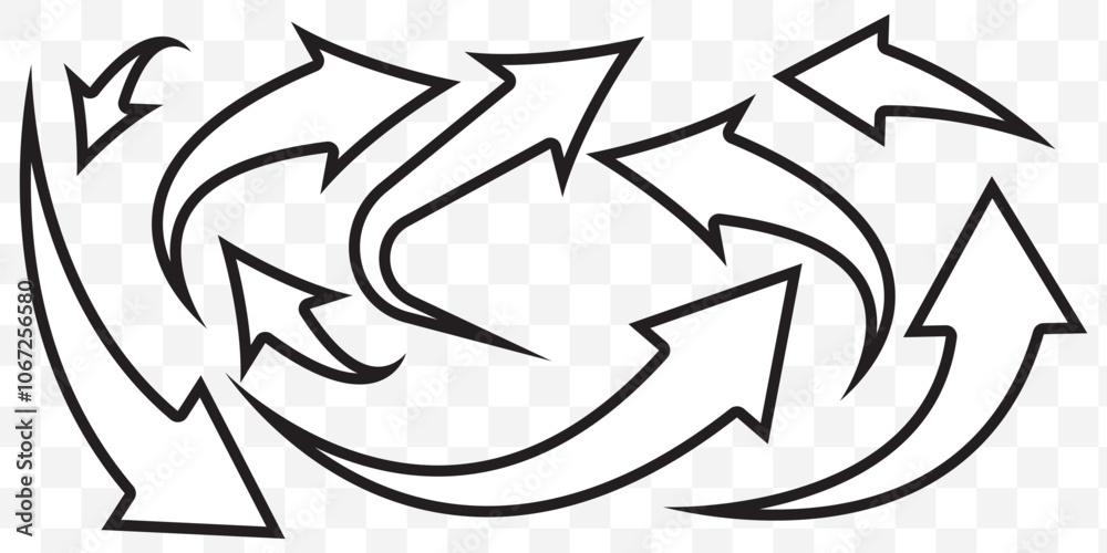 curved arrow png, black curved arrow icon ioslated on transparent ...