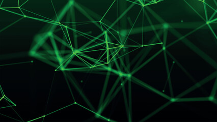 Poster - Abstract background with connecting dots and lines. Network connection structure. Plexus effect. 3d Vector illustration.