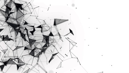 Poster - Abstract background with connecting dots and lines. Network connection structure. Light background. Plexus effect. 3d Vector illustration.