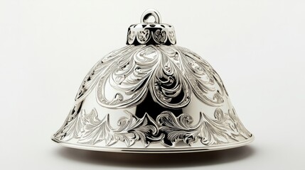 silver christmas bell on white