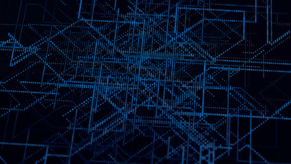 Poster - Abstract techno background. Big data visualization. Data flow information. Concept of digital communication. 3d Vector illustration.