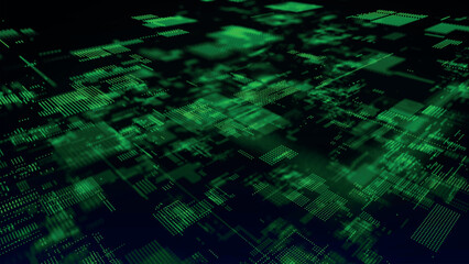 Poster - Futuristic hi-tech illustration. Concept of data transmission in cyberspace. Science technology background. Matrix. Binary code. Big data visualization. Vector illustration.