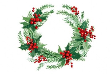 Wall Mural - Christmas wreath plant white background.