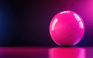 Poster - A shiny pink sphere on a dark colorful background, creating a vibrant and modern look.