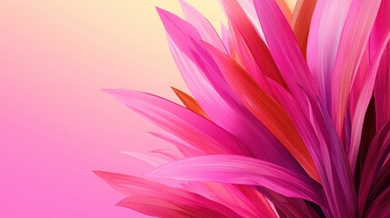 Poster - Vibrant close-up of pink and red Cordyline leaves against a soft pink background