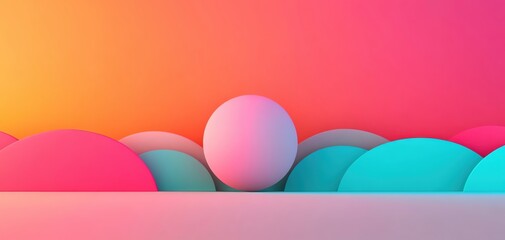 Poster - Colorful spheres in vibrant gradients create a dynamic and modern abstract landscape.