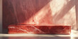 © AI_images_for_people - A vibrant red stone podium for product display, with a glossy finish and natural stone veins, set in a soft-lit studio
