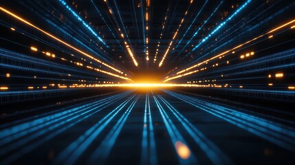 Aufkleber - Futuristic light rays converging towards a bright center, creating a dynamic atmosphere.