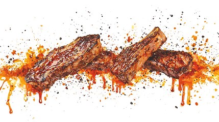 Wall Mural - Juicy Steaks with Spices on a Grill