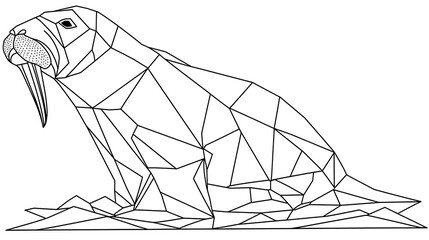 Wall Mural - Simple Origami Walrus Logo Design