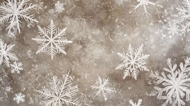 overlapping frost lines creating snowflake and star shapes, shimmering in silver on a muted holiday 