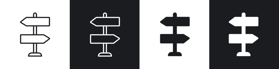 Wall Mural - signpost icon in thin outlined.