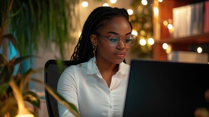Poster - HR coordinator managing employee files and databases on a computer.