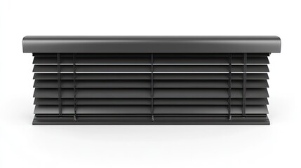 Leinwandbilder - Bold dark grey blinds with a sleek finish, isolated on a bright white background for a striking, modern look.