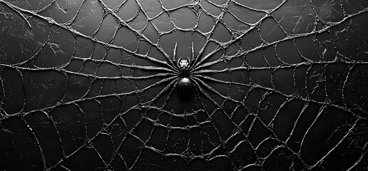 White spider webs on a black background