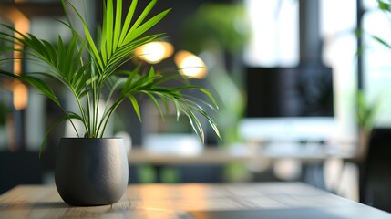 Poster - Modern Office with Green Plants in Background