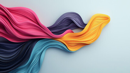 Fototapete - Vibrant abstract background with flowing, colorful waves creating dynamic and fluid design. composition features pink, purple, yellow, and blue hues blending seamlessly