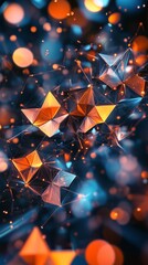 Poster - Colorful geometric shapes floating in a vibrant abstract background during a digital artwork creation