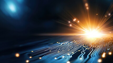 Poster - Abstract AI Microchip on Dark Background