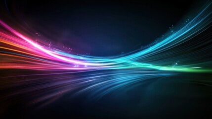 Poster - Vibrant Light Waves with Microchip Motif