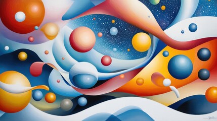 Poster - Astronaut Floating Through a Colorful Galaxy