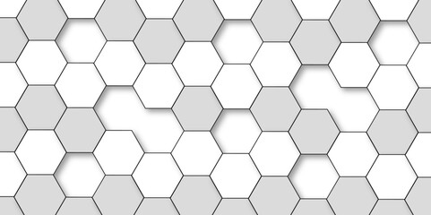 Abstract white background with hexagon and hexagonal background. Luxury white pattern with hexagons. abstract 3d hexagonal background with shadow. 3D futuristic abstract honeycomb mosaic background.