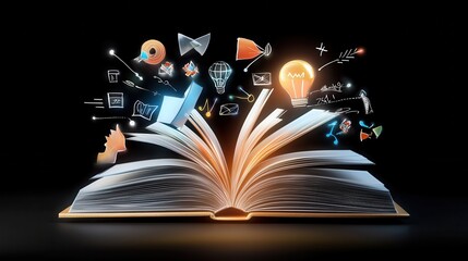 Poster - Glass Book Reflecting Light and Ideas