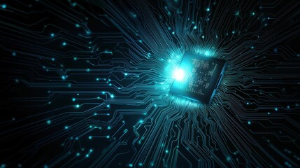 Poster - Vibrant AI Embedded Chip with Light Rays
