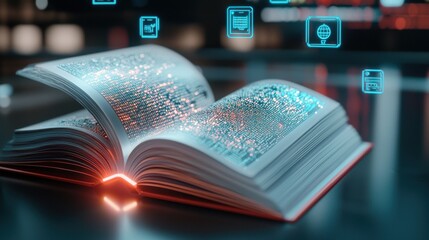 Poster - Futuristic Book Concept with Glowing Pages