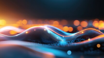 Poster - Sleek Microchip with Glowing Neon Lights