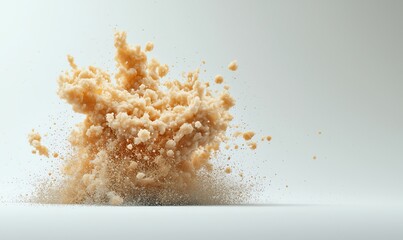 Poster - A dynamic explosion of powdery substances creating a visually striking effect against a light, isolated background.