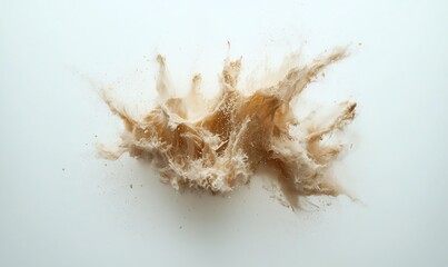 Poster - An abstract splash of organic material against a white isolated background, showcasing intricate textures and forms.