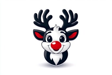 Poster - A reindeer icon with simple lines and rounded antlers, centered on a plain white background