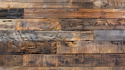 Detailed shot of a reclaimed wooden wall with deep grooves and aged character