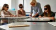 © Anna - Inclusive classroom with blindfolded students learning Braille for sensory education
