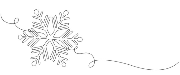 Snowflake vector one line continuous illustration. Vector eps