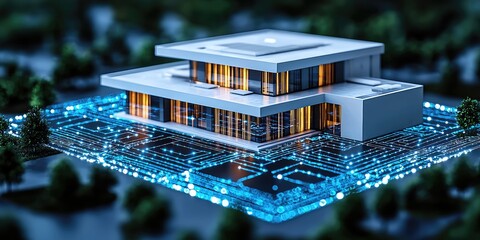 Poster - A family in a smart home where lighting, heating, and cooling automatically adjust according to occupancy, minimizing energy use while ensuring a comfortable living space