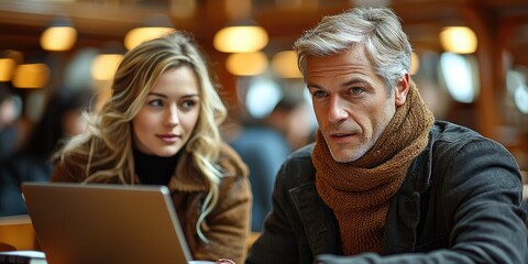 Aufkleber - A dynamic discussion in a modern community college classroom, with adult students using laptops, engaging with textbooks, and exchanging insights.