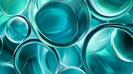 Aufkleber - Abstract digital art featuring overlapping translucent circles in shades of blue and green, symbolizing clean water and environmental harmony, 4k resolution