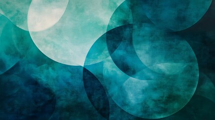 Aufkleber - Abstract digital art featuring overlapping translucent circles in shades of blue and green, symbolizing clean water and environmental harmony, 4k resolution