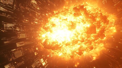 Digital Nova: An Explosion of Information in the Binary Universe.Concept of digital transformation, technological innovation, data explosion, virtual reality, and the future of technology.